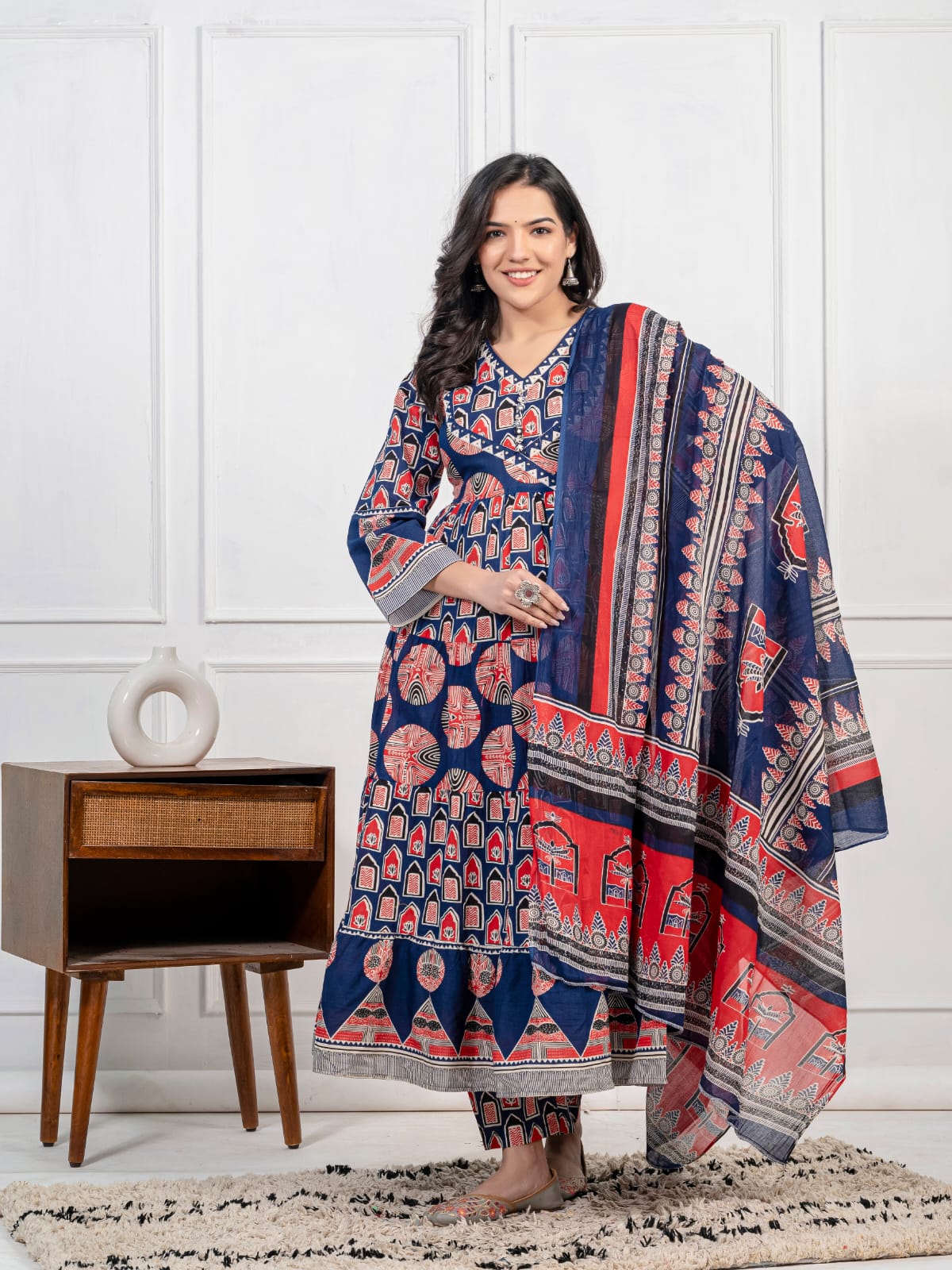METALLIC MIST SCHIFFLI COTTON SUIT SET