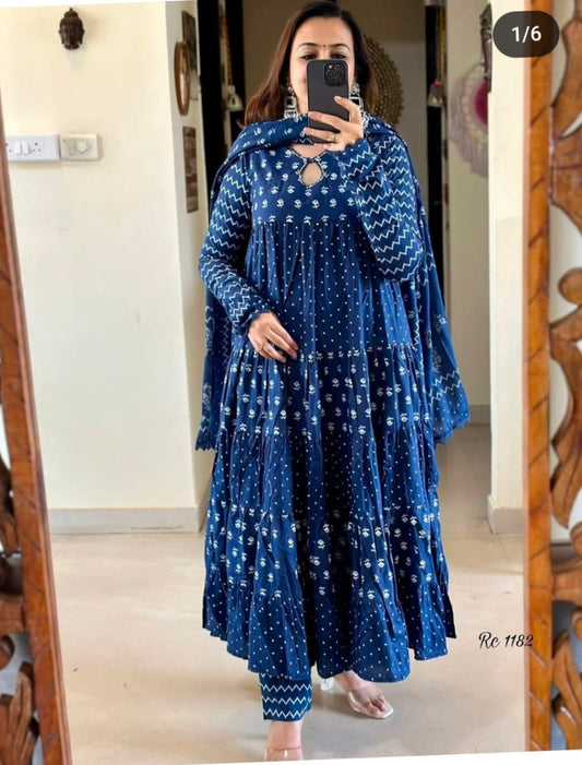 UTSAV INDIGO COTTON SUIT SET