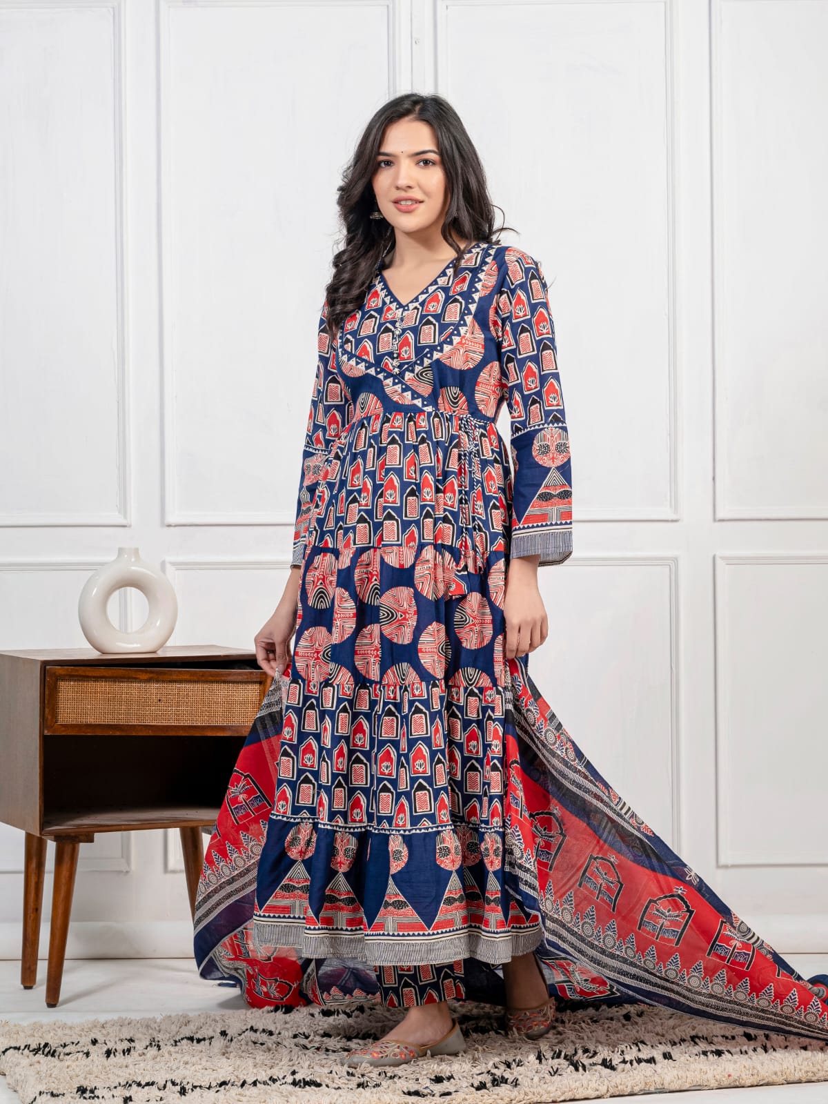 METALLIC MIST SCHIFFLI COTTON SUIT SET